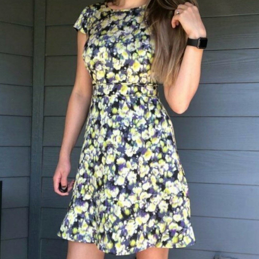 J CREW E4927 Floral Gem Abstrac Clover Dress Sz 8